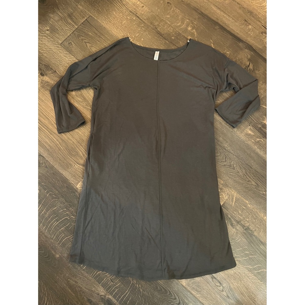 ZENANA PREMIUM Women's Charcoal Gray T-Shirt Dress Size L Long Sleeve Casual